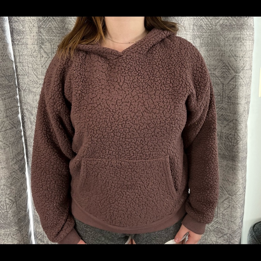 American Eagle Plush Hoodie, Faded Burgundy, size M.